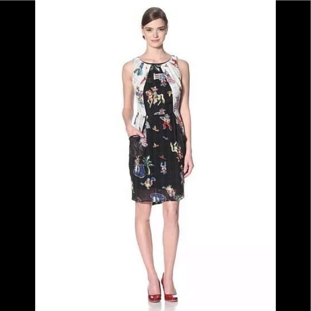 ANTHROPOLOGIE EVA FRANCO B&W Western Print Dress 4